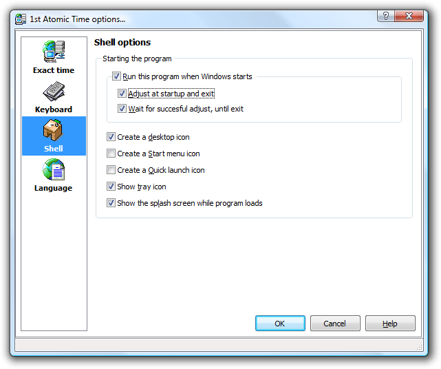Options dialog, shell section, auto-synchronization at startup is configured